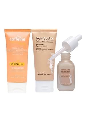 mCaffeine Kombucha Skin Sms Routine | Serum + Moisturizer + Sunscreen | image