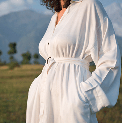 Handwoven Lotus Silk Relaxed Dress White