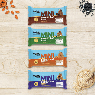 Assorted pack of 6 Mini Energy Bars (Peanut Butter, Classic Cocoa, True Cardamom and Fresh Blueberry)